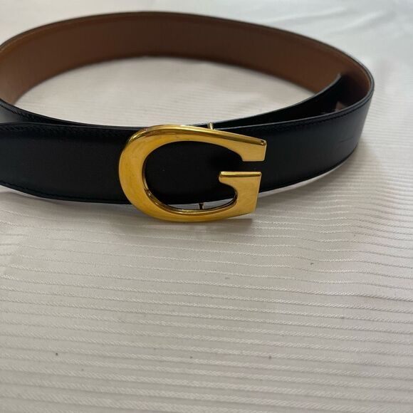 Gucci Black Gold Hardware Leather Belt Size 65/26 Small - Picture 2 of 6